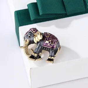 Exquisite Emaille Elefant Brosche, Metall Pin für Damen und Herren, feines Schmuck Detail