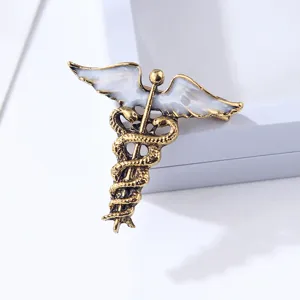 Broche vintage de aleación serpiente alas de ángel accesorio de traje retro joyas