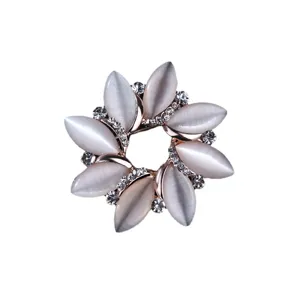 Elegante Strass Katzenauge Stein Blumenkranz Brosche Modische Reversnadel Schmuck Zubehör