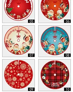 Christmas tree skirt holiday decoration Xmas tree mat festive floor cover with 6 assorted styles