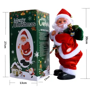 Muñeco musical eléctrico de Papá Noel juguete navideño con caja de regalo 30cm