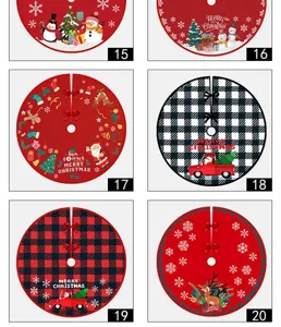 Christmas tree skirt holiday decoration red black buffalo plaid burlap festive party supply