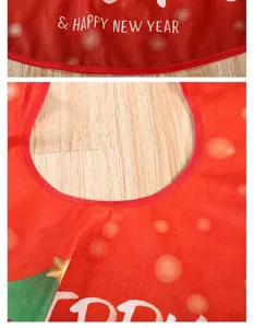 Christmas tree skirt detail red fabric festive holiday decoration close-up view pattern