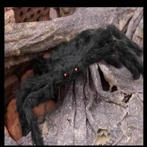 Halloween black plush spider detail prop spooky party decoration simulation toy hairy