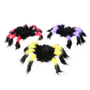 Halloween plush spider props simulation furry creepy toys for party bar decoration 3pcs