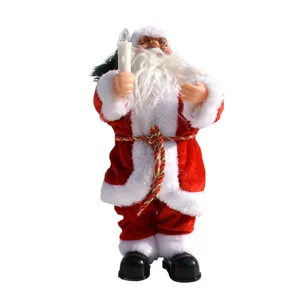 Muñeco de Papá Noel eléctrico con vela juguete de decoración navideña musical para niños regalo