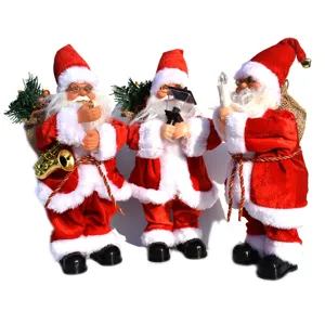 Conjunto de decoración de muñeco de Papá Noel eléctrico de Navidad, adorno de escritorio de fiesta