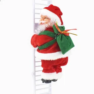 Muñeca de Papá Noel trepadora eléctrica con música, gran decoración navideña de regalo.
