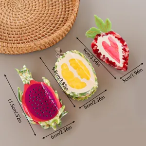 Cute fruit acetate hair claw detail display, size reference for daily hair accessory