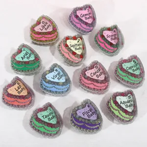 Süß Cartoon Tierkreiszeichen Acetat Haarkralle Kreativ Herz Kuchen Muster Groß Haarspange Trendig Haarschmuck Für Damen Täglich Party