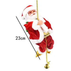 Juguete eléctrico musical de Papá Noel trepando cuentas, decoración navideña, 23cm