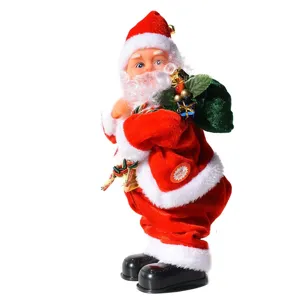 Bonita Muñeca de Papá Noel Musical Eléctrica Decoración de Juguete de Navidad De Pie
