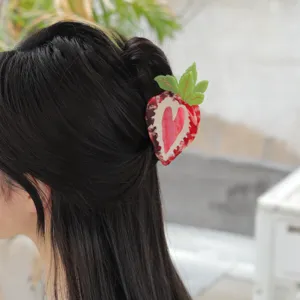 Cute sweet acetate strawberry hair claw clip for daily styling and elegant hair buns.