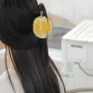 Cute durian acetate hair claw clip for women sweet fruit design daily hair styling accessory