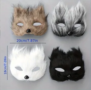 Flauschiges Tier Masken Set Cosplay Kostüm Party süße Katze Wolf Gesichtsmaske Zubehör