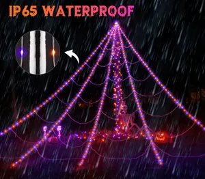 Halloween LED spinnenweb licht buiten waterdichte driehoek net decoratie tuin