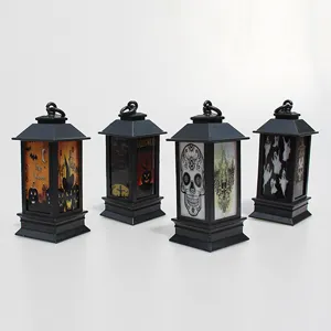 Halloween LED mini lanterna decorazione da tavola teschio fantasma ornamento luce supporto
