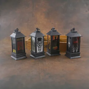 Halloween decorativo teschio zucca lanterna LED lampada a vento spettrale vacanza finestra dettaglio