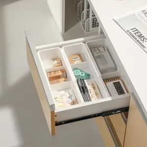 Adjustable drawer organizer box plastic kitchen tableware stationery cosmetic divider tray