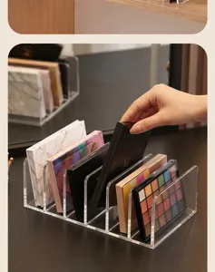 Organisateur de palette de fards à paupières en plastique transparent, rangement maquillage.
