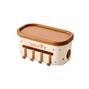 Panier de Rangement Suspendu de Chevet en Plastique Organisateur de Divers Articles de Dortoir Avec Crochets et Support de Boîte à Mouchoirs