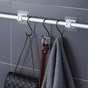 Punch-free curtain rod bracket adhesive holder hook set for home daily organization use easily.