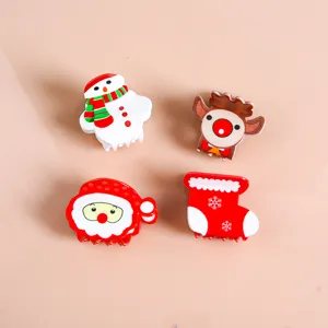 Weihnachten Acetat Haarkralle Clips Süß Festlich Schneemann Weihnachtsmann Rentier Strumpf Pferdeschwanz Haarnadel Kopfschmuck Für Damen Mädchen Party Zubehör