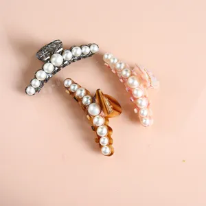 Französischer Stil Große Azetat Haarklammer Mit Künstlichen Perlen Elegante Mode Haarschmuck Für Damen Hinterkopf Haarklammern