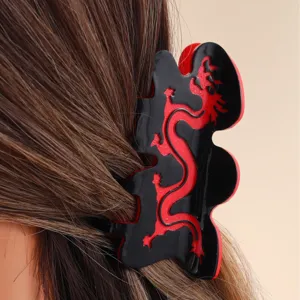 Rode draak haarclip acetaat haarklem jaar van de draak haaraccessoire voor vrouwen