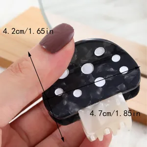 Cute acetate hair claw clip with polka dots, small mushroom hair clip for women and girls.