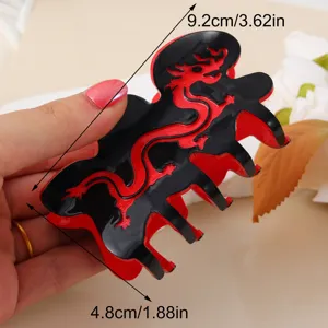 Rode Chinese draak haarclip voor vrouwen, stijlvol acetaat haaraccessoire 9.2cm