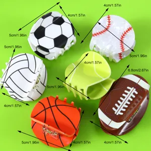 Sport Themen Haarklammern Set mit Fussball Basketball Baseball Volleyball Tennis Football Stile.