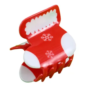 Weihnachtliche Haarklammer rot weiß Schneeflocke festlicher Haarclip für Damen und Mädchen