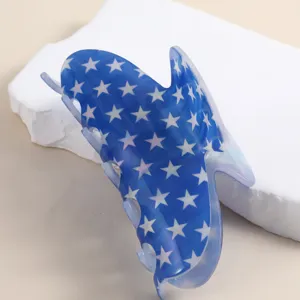 Blauer Stern Print Haarklammer für Damen, stilvolles Acryl Haaraccessoire für den Alltag.