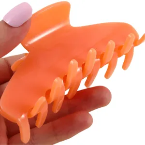 Einfarbige orangefarbene Haarklammer minimalistische Acetat Haifischklammer für Alltag