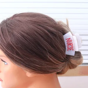 Nurse theme white acetate hair claw clip shark clip for women hair styling and ponytail.