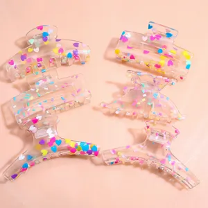 Dopamin Candy Farbe Transparent Haarspangen Damen Mode Acetat Herz Muster Hai Clips Große Haargreifer Barrette Zubehör
