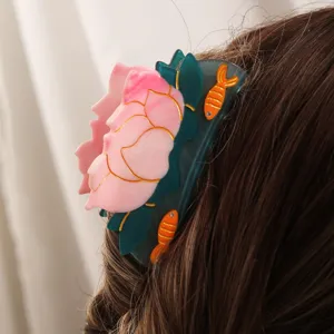 Acetat Lotus Fisch Haarklammer stilvolles Blumen Haaraccessoire Damen Styling Alltag