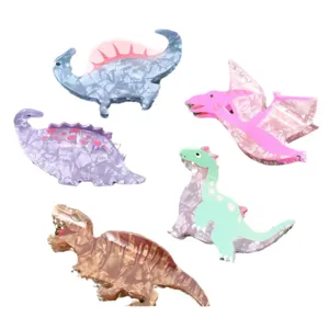 Süße Dinosaurier Acryl Haarklammern Set, farbige Harz Tier Haarspangen für Damen.