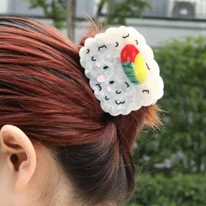 Niedliche Sushi Haarklammer Detail, Acetat Material süße Garnele Design für Alltag Mode Haaraccessoire.