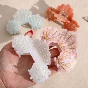 Muschel Perle Haarklammer süß Haarspange Mode Haarstyling Zubehör für Damen Alltag