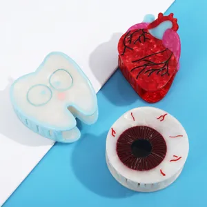 Neue Acetat Haarklammern Kreative Zähne Herz Gehirn Pilz Muster Skurrile Shark Clips Für Frauen Personalisierte Haarschmuck