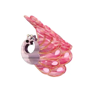 Süsser Pfau Azetat Haarklammer mit Strass, elegante Haarspange für stilvolles tägliches Styling.