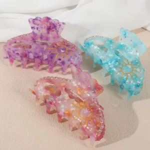 Set di mollette per capelli con strass alla moda, eleganti accessori in resina.
