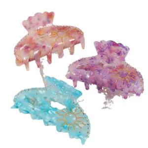 Set di mollette per capelli con strass alla moda, eleganti accessori in resina per donna.
