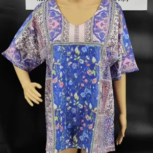 Mujer Verano Casual Suelto Cuello V Manga Corta Estampado Floral Camiseta Top Chic