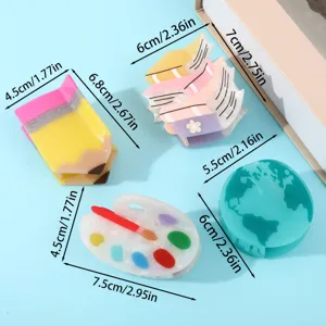 Schreibwaren Serie Acetat Haarklammer Set mit Stift, Büchern, Palette und Globus Design.
