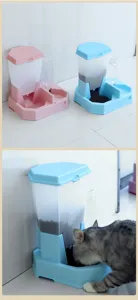 Automatic pet feeder and waterer gravity cat dog food bowl dispenser dual use pet supplies