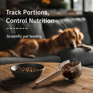 Cuchara Medidora Multifuncional Para Comida De Mascotas Con Clip De Sellado Cuchara De Plástico Transparente Con Mango De Madera Herramienta De Medición De Cocina