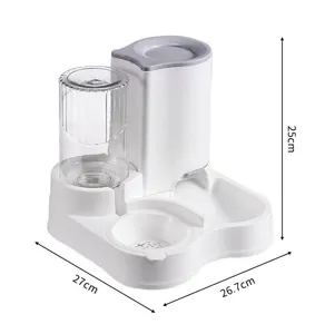 Automatischer Haustier Futterautomat und Wasserspender Set in Weiss fuer Katze 27cm